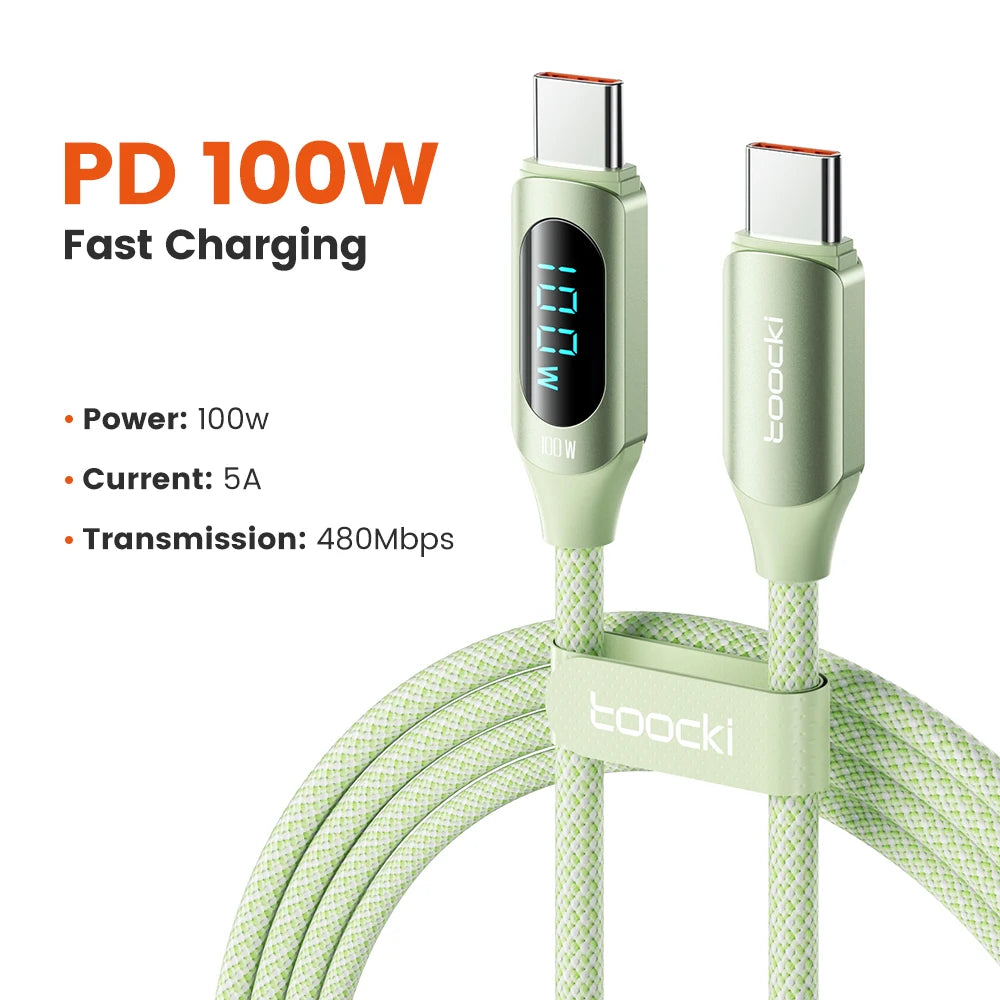 100W USB-C Fast Charging Cable with Display