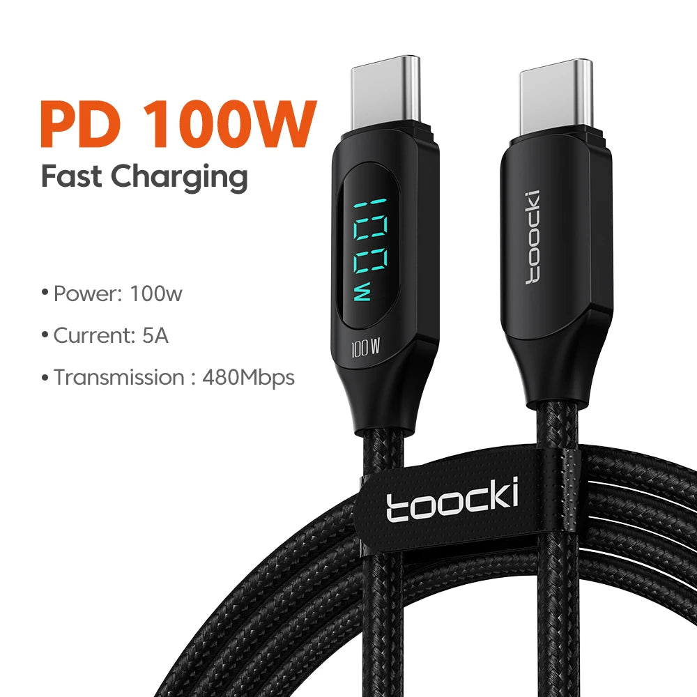 100W USB-C Fast Charging Cable with Display