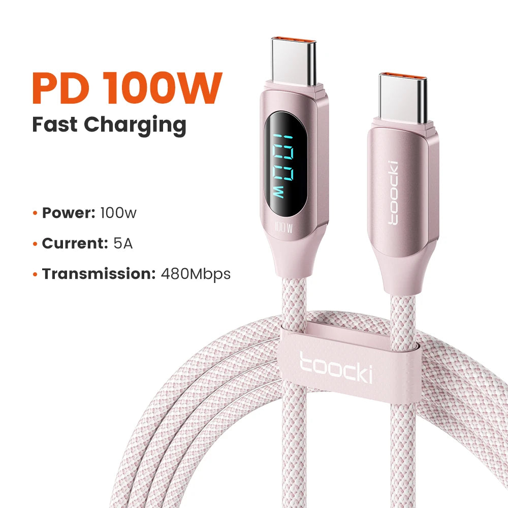 100W USB-C Fast Charging Cable with Display