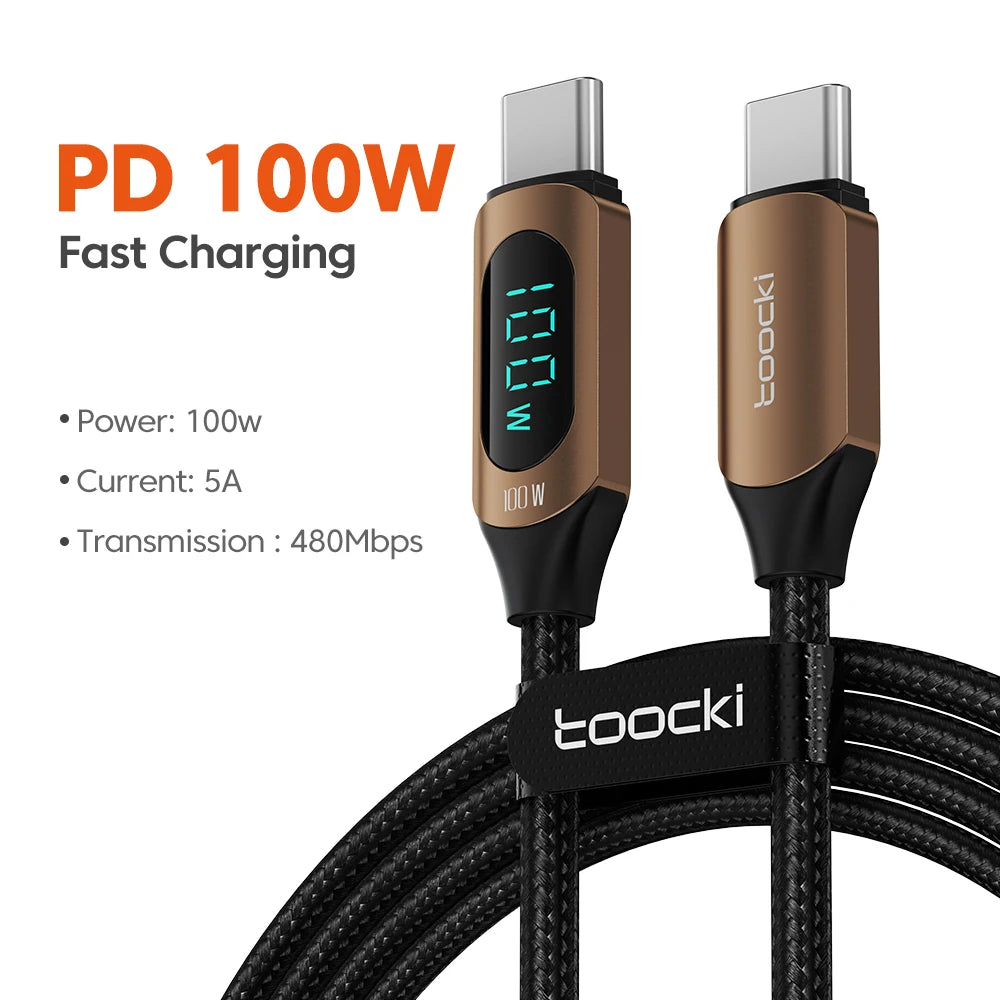 100W USB-C Fast Charging Cable with Display