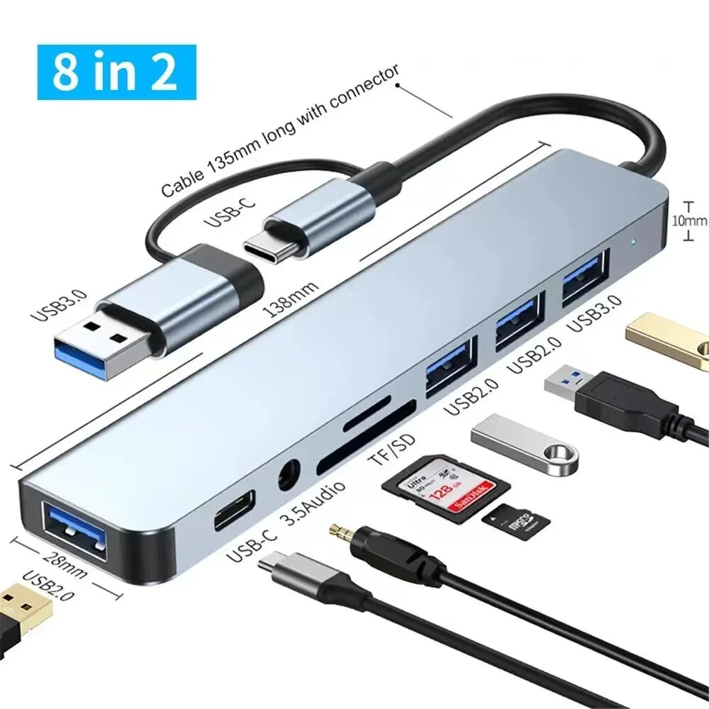 8-in-2 USB-C Hub & Card Reader