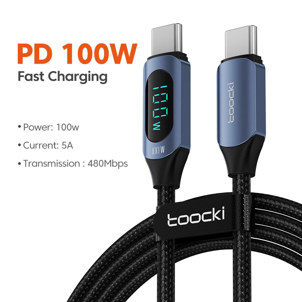 100W USB-C Fast Charging Cable with Display