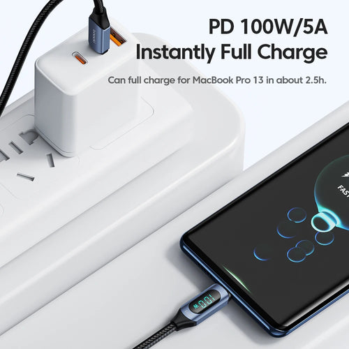 100W USB-C Fast Charging Cable with Display