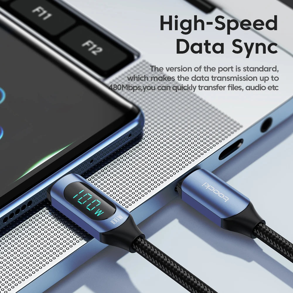 100W USB-C Fast Charging Cable with Display